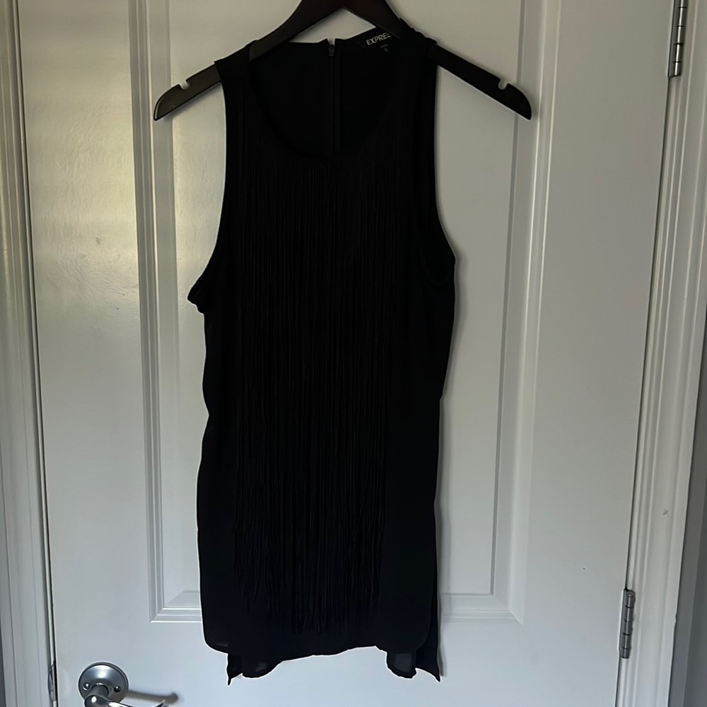 Fringe black tank top